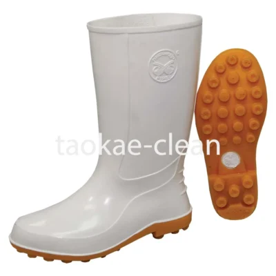 รองเท้าบู้ทยางสีขาว 12 นิ้ว พื้นยางดิบ