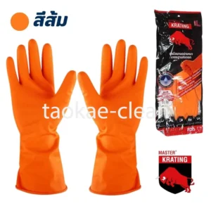 ถุงมือยางดำ ตรา กระทิง